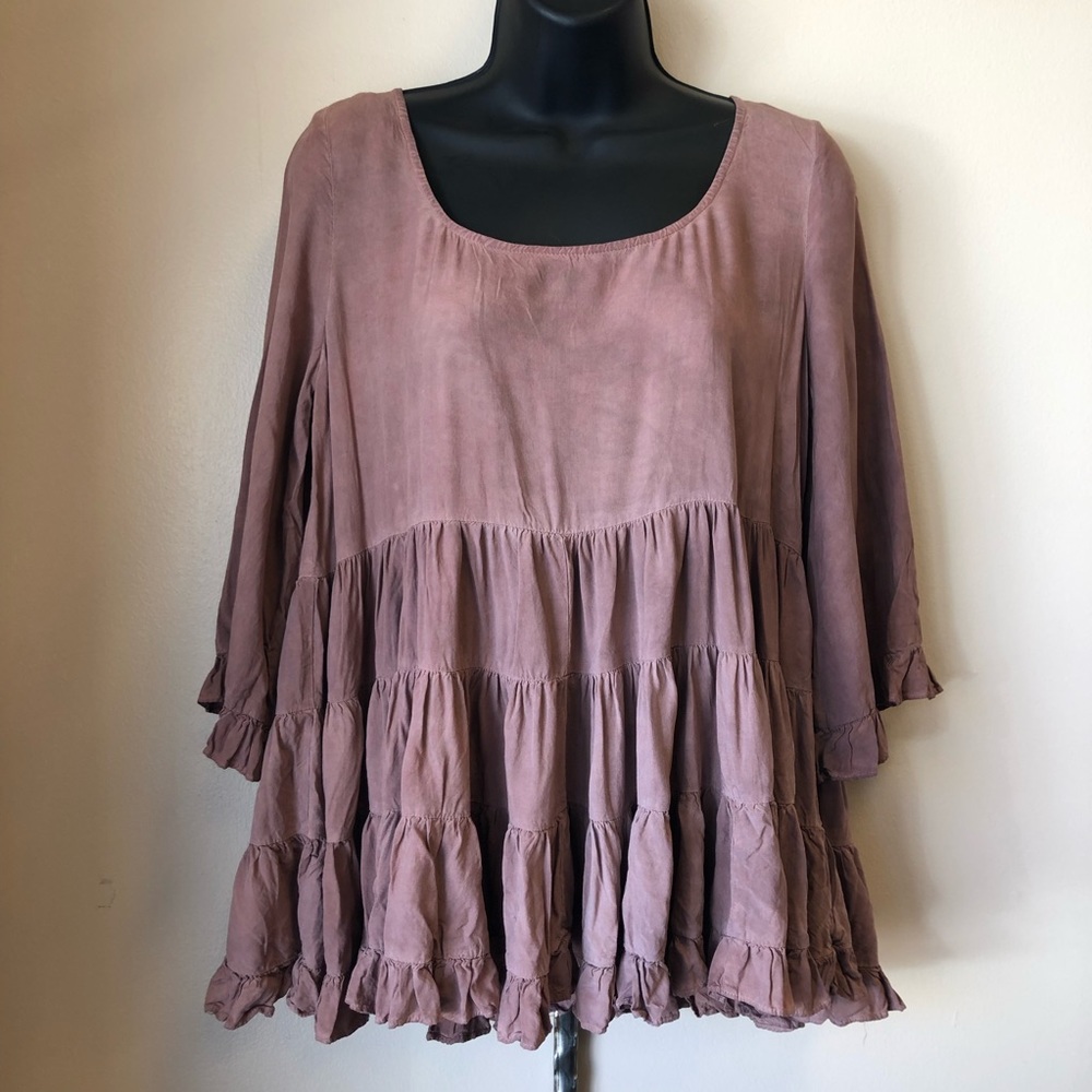 NWT Easel Peplum Top Mauve Dusty Rose